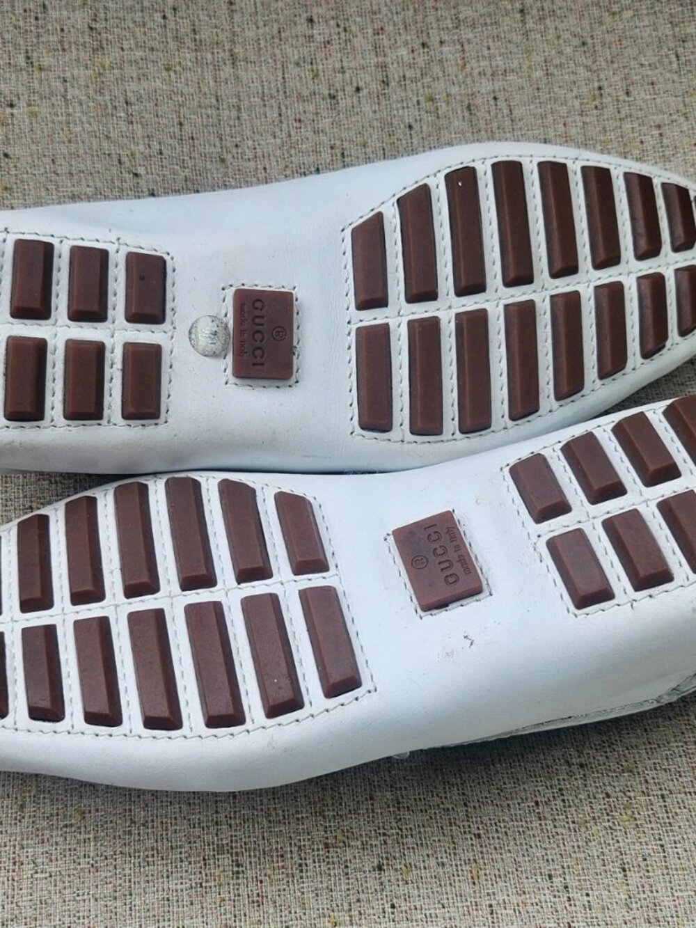 Gucci Men Loafer Shoes White Leather Slip On Driving Horsebit Size 40 Made Italy - Picture 14 of 14